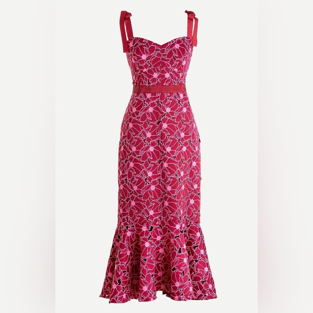 HARD TO FIND - J. Crew Lace Eyelet Midi Dress with Flounce
